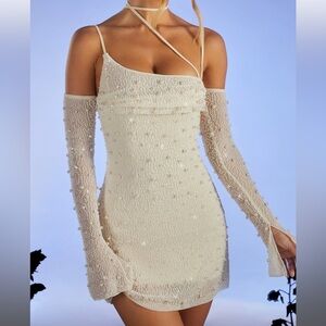 Oh Polly Soho Embellished Dress in Ivory bridal